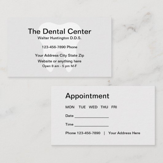 Minimale benoeming van de Dentist-Kantoor Visitekaartje (Voorkant / Achterkant)