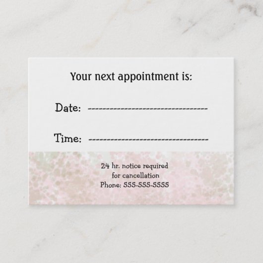 Minimale benoeming van professionele specialisten afsprakenkaartje (Voorkant)