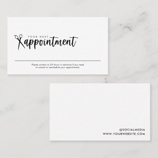 Minimale benoemingskaart voor haarstylist visitekaartje (Voorkant / Achterkant)