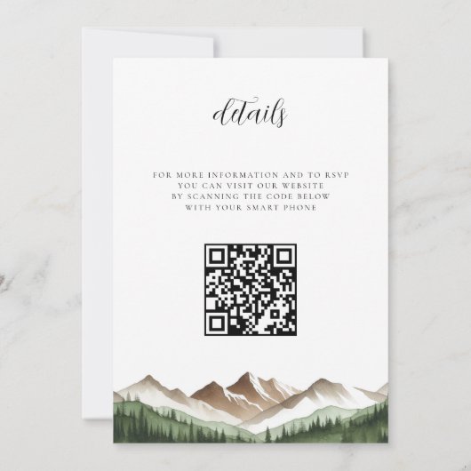 Minimale berg QR Code bruiloft Kaart (Achterkant)