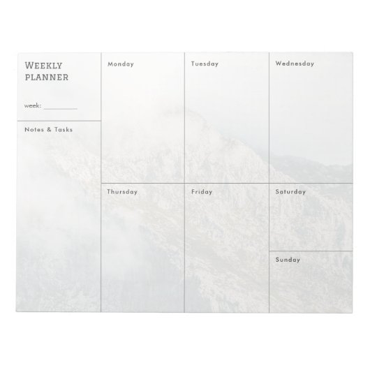 Minimale berg wekelijkse planner notitieblok voor  (Voorkant)