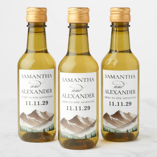 Minimale Berg Wijn Etiket (Flessen)