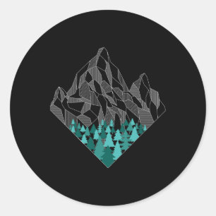 Minimale bergen geometrie buiten wandelen natuur ronde sticker