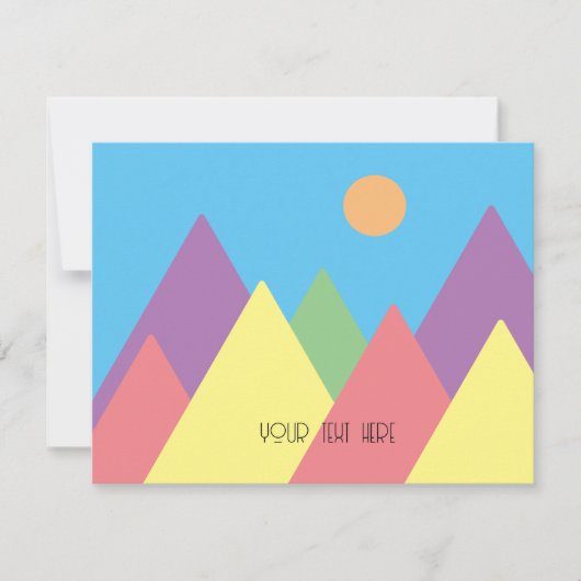 minimale bergkunst eenvoudig mcm Flat Holiday Kaar Feestdagenkaart (Voorkant)