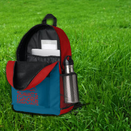 Minimale bergkunst-wandelrugzak blauw rood bedrukte rugzak