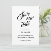 Minimale BESPAAR ONZE DATUM kalligrafietekst Kaart (Staand voorkant)