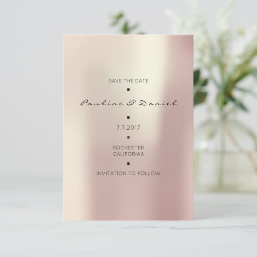 Minimale besparing op de datum Roze rood Goud Blus Save The Date (Staand voorkant)