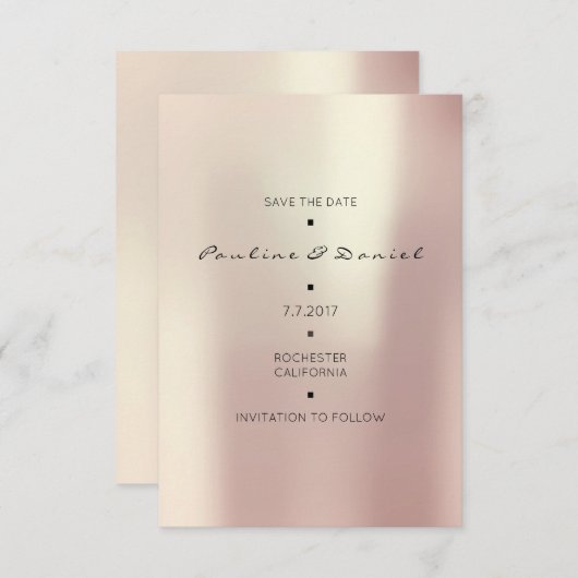 Minimale besparing op de datum Roze rood Goud Blus Save The Date (Voorkant / Achterkant)