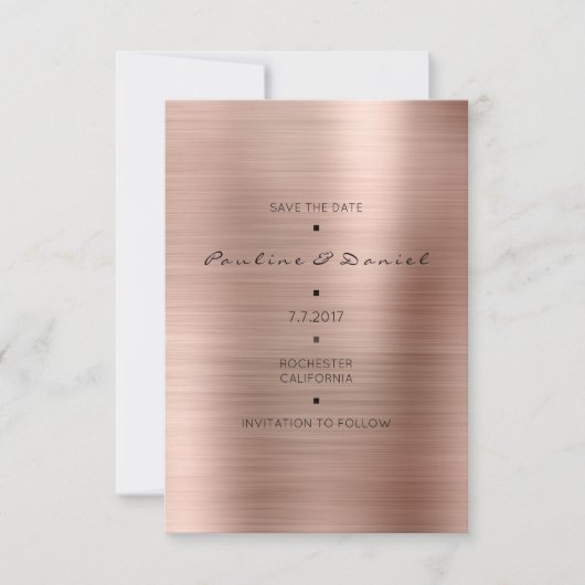 Minimale besparing op de datum roze roze gouden co save the date (Voorkant)