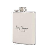 Minimale Best Man Groomsman Beige Zand Script Heupfles (Links)