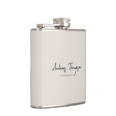Minimale Best Man Groomsman Beige Zand Script Heupfles (Rechts)