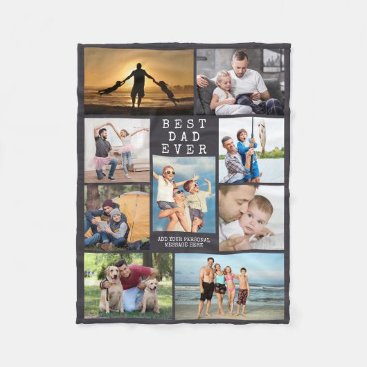 Minimale BESTE DAD EVER Photo Collage Personalized Fleece Deken (Voorkant)