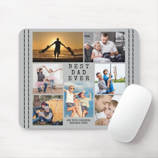 Minimale BESTE DAD EVER Photo Collage Personalized Muismat (Met muis)