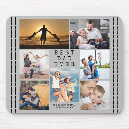 Minimale BESTE DAD EVER Photo Collage Personalized Muismat (Voorkant)