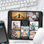 Minimale BESTE DAD EVER Photo Collage Personalized Muismat<br><div class="desc">Creëer een opvallende foto-geheugenmuismat voor de BESTE DAD OOIT met een fotocollage van 7 afbeeldingen en uw gepersonaliseerde tekst in uw keuze van letterstijlen en kleuren. Het ontwerp heeft een faux gestikte rand op een bewerkbare zwarte achtergrond. WIJZIGINGEN: De eenvoudige, klassieke titel kan worden gewijzigd en u kunt een persoonlijke...</div>