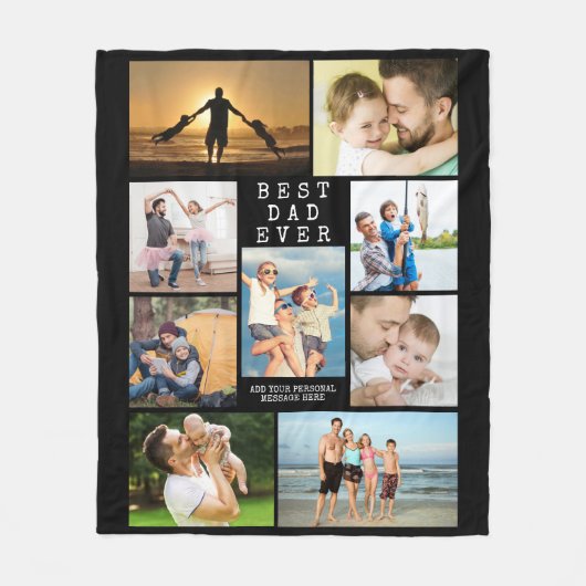 Minimale BESTE DAD OOIT 9 Fotocollage Gepersonalis Fleece Deken (Voorkant)