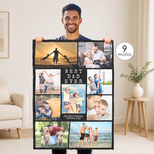Minimale BESTE PAPA OOIT Fotocollage Persoonlijk Fleece Deken