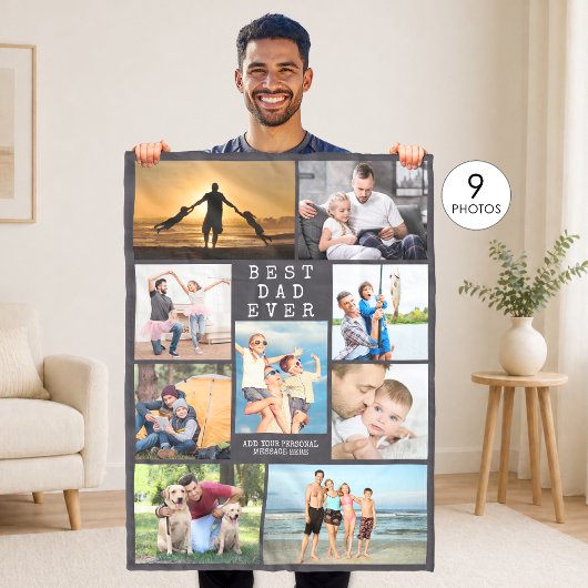 Minimale BESTE PAPA OOIT Persoonlijke Fotocollage Fleece Deken