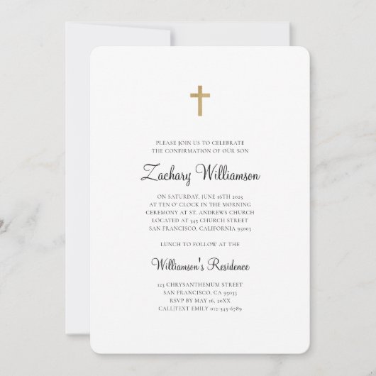 Minimale bevestiging van Faux Gold Cross Boy Kaart (Voorkant)