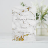 Minimale bewaardatum wit grijs marmer Gold Save The Date (Staand voorkant)