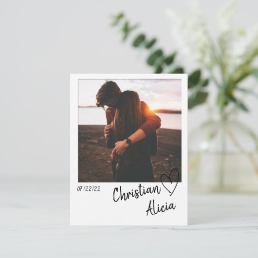 Minimale bewaarder de Datum Fotokaart Save The Date (Staand voorkant)