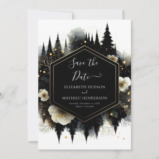 Minimale bewerkbare Enchanted Forest Wedding Save The Date (Voorkant)