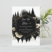 Minimale bewerkbare Enchanted Forest Wedding Save The Date (Staand voorkant)