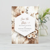 Minimale bewerkbare rustieke bruiloft save the date (Staand voorkant)
