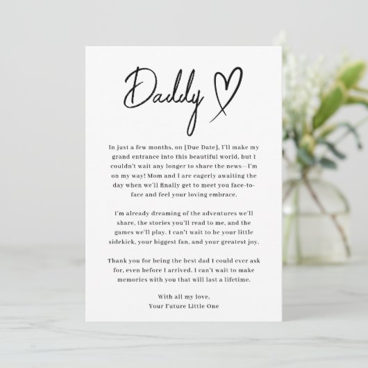 Minimale Black and White Papa Zwangerschapsaankond Aankondiging (Staand voorkant)