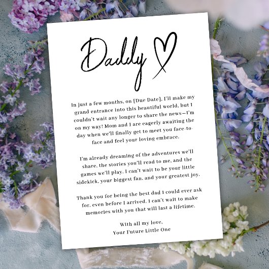 Minimale Black and White Papa Zwangerschapsaankond Aankondiging