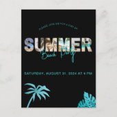 Minimale Black End van Summer Beach Party Uitnodiging Briefkaart (Voorkant)