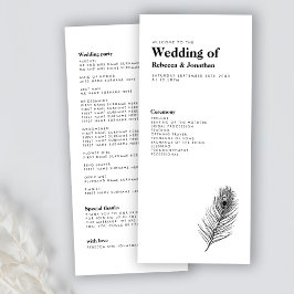 Minimale Black Feather Wedding Programma