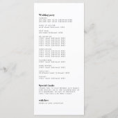 Minimale Black Feather Wedding Programma (Achterkant)