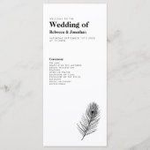Minimale Black Feather Wedding Programma (Voorkant)
