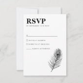 Minimale Black Feather Wedding RSVP Kaart (Voorkant)