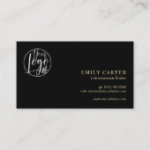 Minimale Black Gold Life Insurance Broker QR-code Visitekaartje (Voorkant)