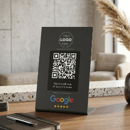 Minimale Black Google Review QR-code logo Reclamebord Met Voetstuk