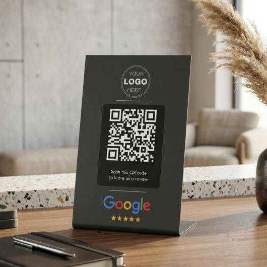 Minimale Black Google Review QR-code logo Reclamebord Met Voetstuk