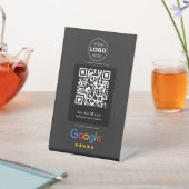 Minimale Black Google Review QR-code logo Reclamebord Met Voetstuk (Insitu)