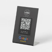 Minimale Black Google Review QR-code logo Reclamebord Met Voetstuk (Voorkant)