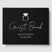 Minimale Black Silver Diamond Ring Wedding Gastenboek (Voorkant)