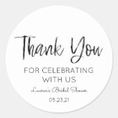 Minimale Black & White Bedankje Bruidsbruiloft Ronde Sticker (Voorkant)