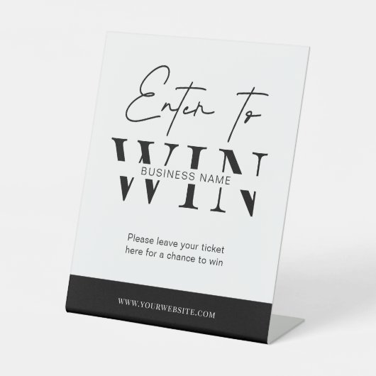 Minimale Black & White Business Raffle Enter om te Reclamebord Met Voetstuk (Voorkant)