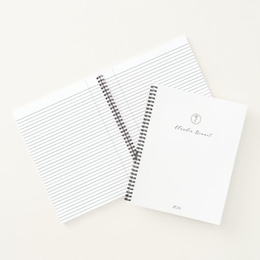 Minimale Black White Flower Logo en scriptnaam Notitieboek (Binnen)