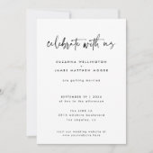 Minimale Black White Geometric Calligraphy Wedding Kaart (Voorkant)