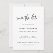 Minimale Black White Geometric Calligraphy Wedding Save The Date (Voorkant)