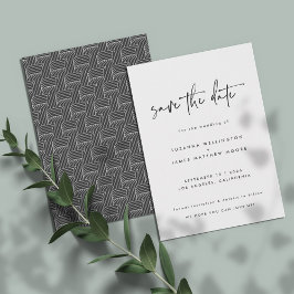 Minimale Black White Geometric Calligraphy Wedding Save The Date