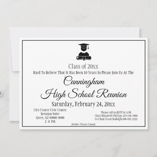 Minimale Black White High School Class Reunion Kaart (Voorkant)