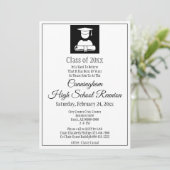 Minimale Black White High School Class Reunion Kaart (Staand voorkant)