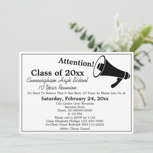Minimale Black White High School Class Reunion Kaart (Staand voorkant)